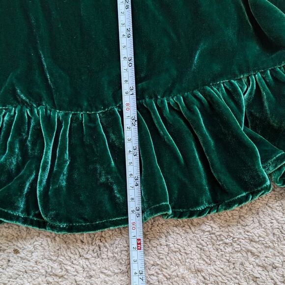 NWOT Reformation Mountain Emerald Green Velvet Mini Ruffle Holiday Dress, - Picture 10 of 14